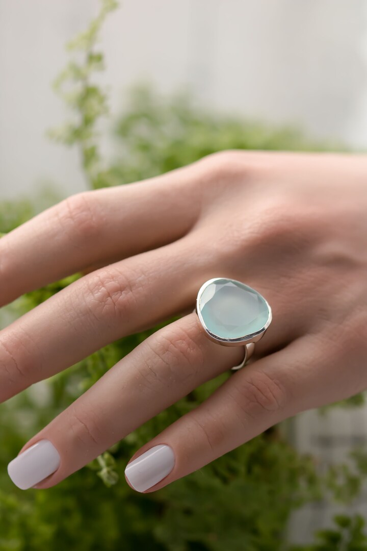 Sea Green Chalcedony Ring Sterling Silver Sea Green Chalcedony Ring Sterling Silver